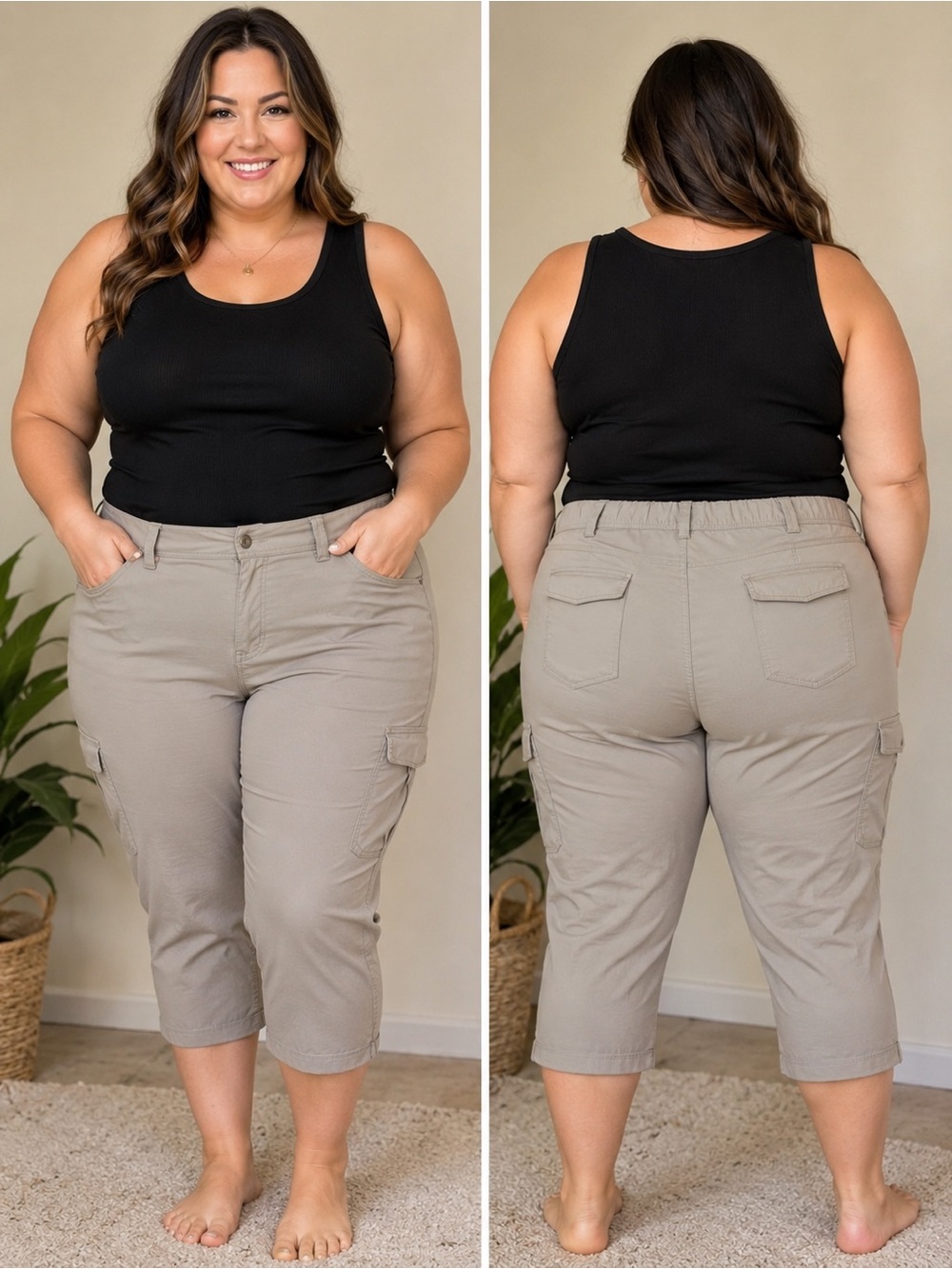 Duluth Trading Co Women’s Dry On The Fly Capris 26W Beige Cargo Hiking Travel
